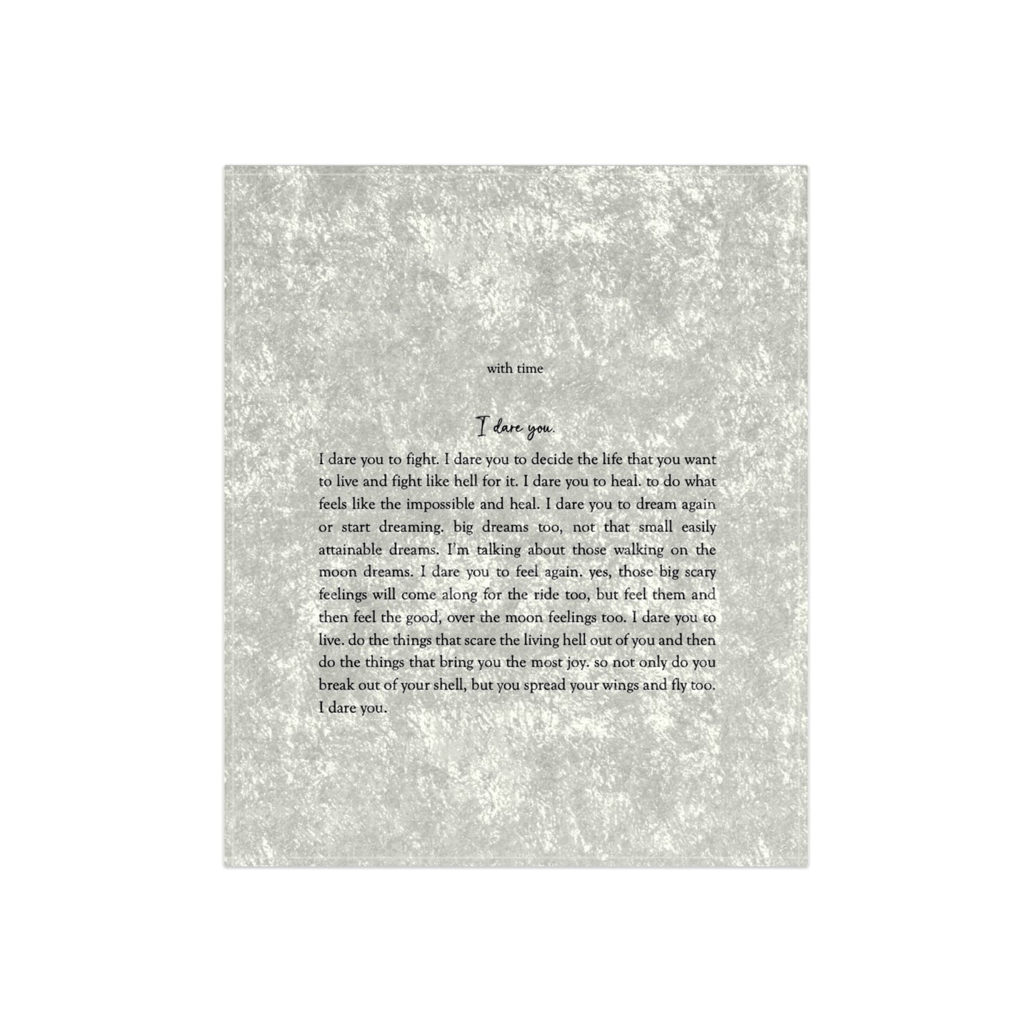 "I Dare You." Crushed Velvet Blanket