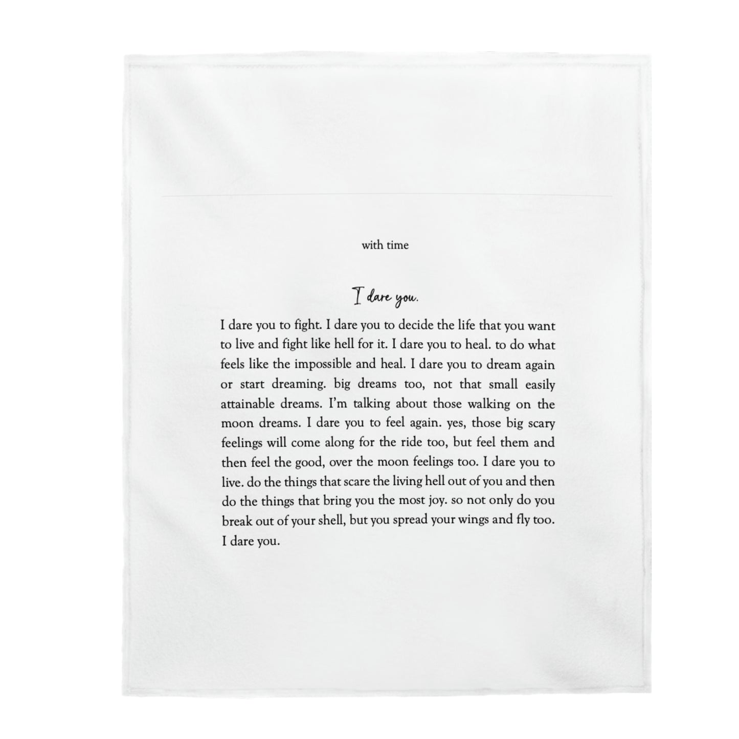 "I Dare You." Velveteen Plush Blanket