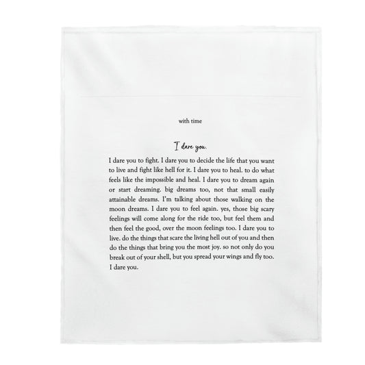 "I Dare You." Velveteen Plush Blanket