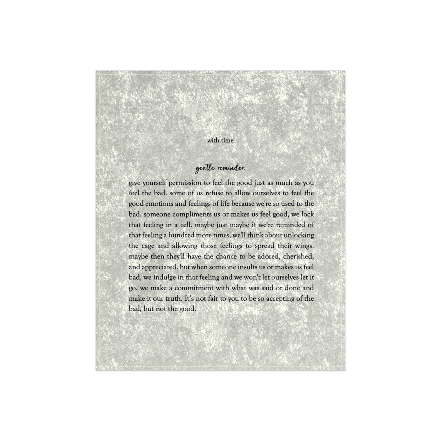 "Gentle Reminder." Crushed Velvet Blanket